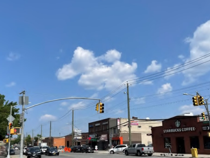 The view looking north along Eastchester Road outside the site of the new Morris Part Metro-North station. 