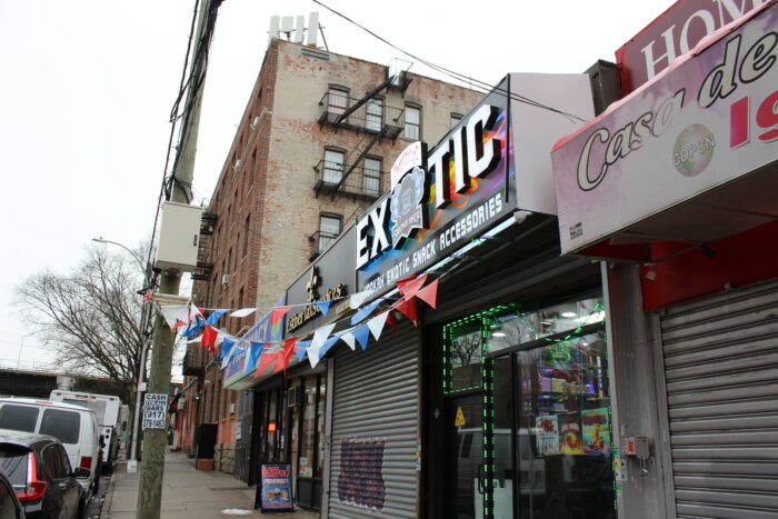 A smoke shop operates on 213th Street in Norwood on Tuesday, Jan. 23, 2024.