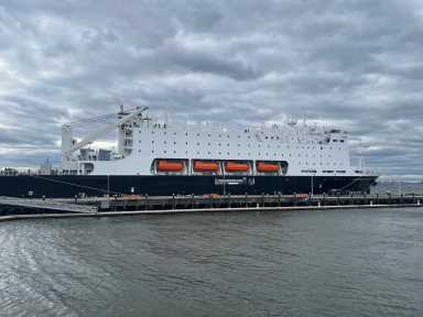 The Empire State VII before it left port at Olivet Pier within the SUNY Maritime campus on Wednesday, Jan. 10, 2024.