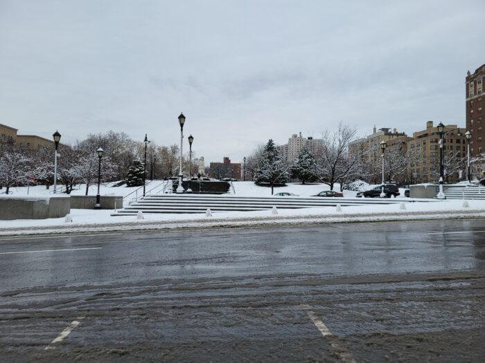 The South Bronx is covered in slush and snow on Tuesday, Feb. 13, 2024.