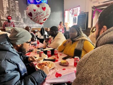 Bronxites gather to celebrate Valentine's Day at Walnut Bus Stop on Feb. 13, 2024.