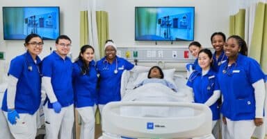 Lehman College nursing students pose for a photo. Nursing is one of the most popular majors at Lehman College.