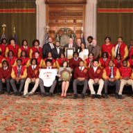 The Cardinal Hayes takes a team photo in Albany on Tuesday, Jan. 30.