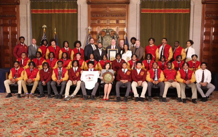 The Cardinal Hayes takes a team photo in Albany on Tuesday, Jan. 30.