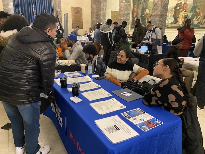 Local industry representatives set up tables and spoke with Bronx community members during the career fair on Feb. 15, 2024.