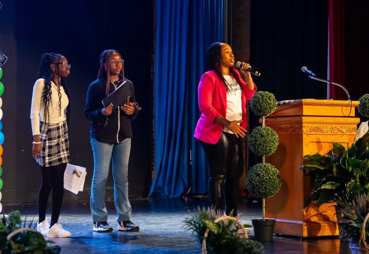 Citations of Merit were presented to the three student emcees and three finalists of an essay writing contest.