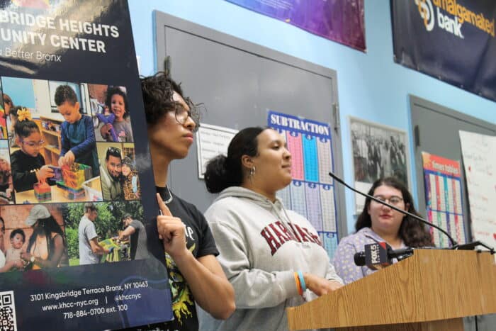 The public speaks out against proposed education budget cuts during a town hall in Morris Heights on Tuesday, March 5, 2024.