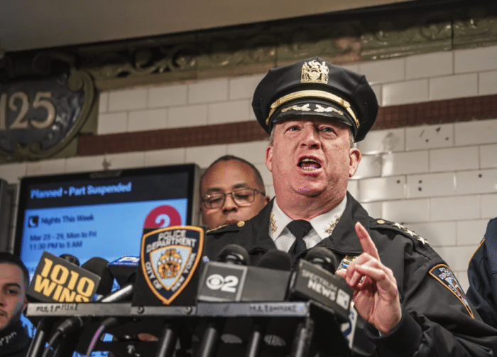 John Chell, NYPD chief of patrol, announces on Monday, March 25, 2024, that the department will be deploying more officers into the subways to combat fare evasion.
