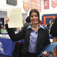 Job-seeking students were ready with their resumes and professional attire.