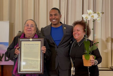 Hostos President Daisy Cocco De Filippis with Congressman Ritchie Torres and NYBG Associate Vice President for Community Relations Elizabeth Figueroa.