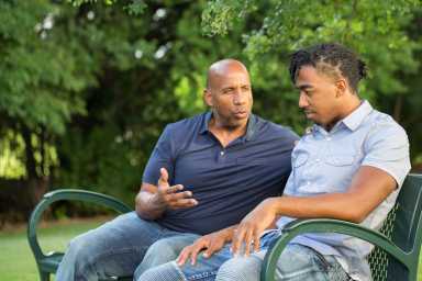 African American father and his son.