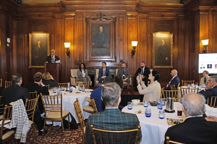 Bronx-born Al Eskanazy speaks on human trafficking at the University Club of New York.