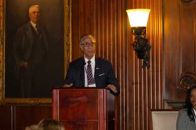 Bronx-born Al Eskanazy speaks on human trafficking at the awareness event on March 27.