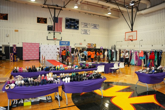 Students left the annual prom giveaway in style after selecting their dress or tuxedo of choice.