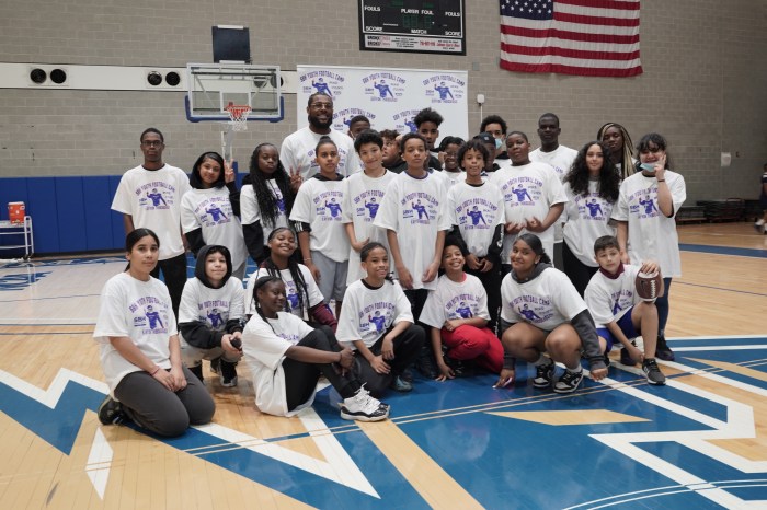 On May 10, Saint Barnabas Health System — in conjunction with the NYPD Sports Unit, Giants linebacker Kayvon Thibodeaux and the New York City Board of Education — hosted its second annual “Youth Football Camp” at Lehman College.