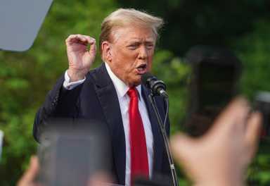 Inside his rally in Crotona Park, former President Donald Trump takes aim at Democrats and the media on May 23, 2024.