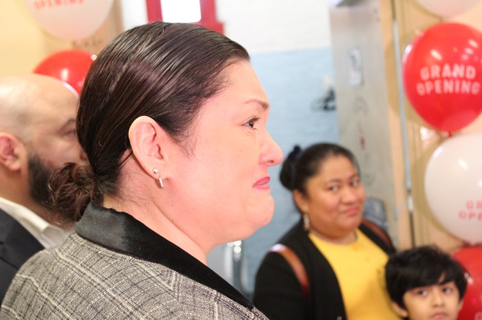 Longwood Academy of Discovery Principal Victoria Nájera gets emotional during the opening of a new laundry room at the school on Friday, May 3, 2024.