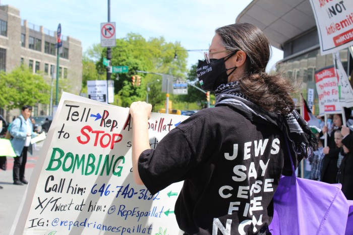 Anti-war groups demonstrate in a rally for Gaza in the Bronx on Friday, May 3, 2024.