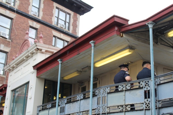 Increased police presence at the 174th Street station in the Bronx ahead of former President Donald Trump's visit to Crotona Park and adjacent counter rally on May 23, 2024. 