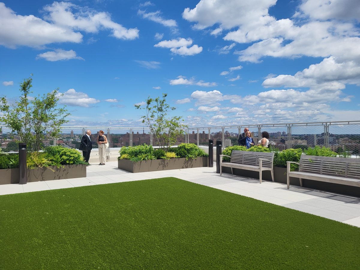 The stunning rooftop terrace at Casa Celina in Soundview, a new affordable housing residence for seniors that celebrated its opening on June 11, 2024.