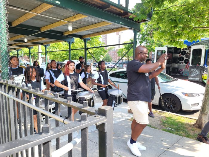 Incumbent Rep. Jamaal Bowman, who lost the Democratic primary election to Westchester County Executive George Latimer, greeted supporters and passersby at the Edenwald Houses on election day June 25, 2024.
