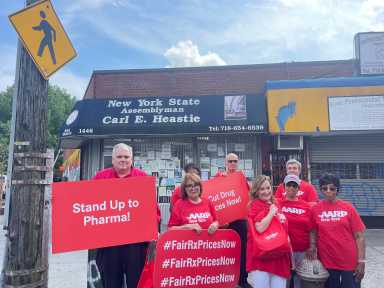 AARP members deliver 4000 letters to New York State Assembly Speaker Carl Heastie's office in the Bronx on Wednesday, June 5.