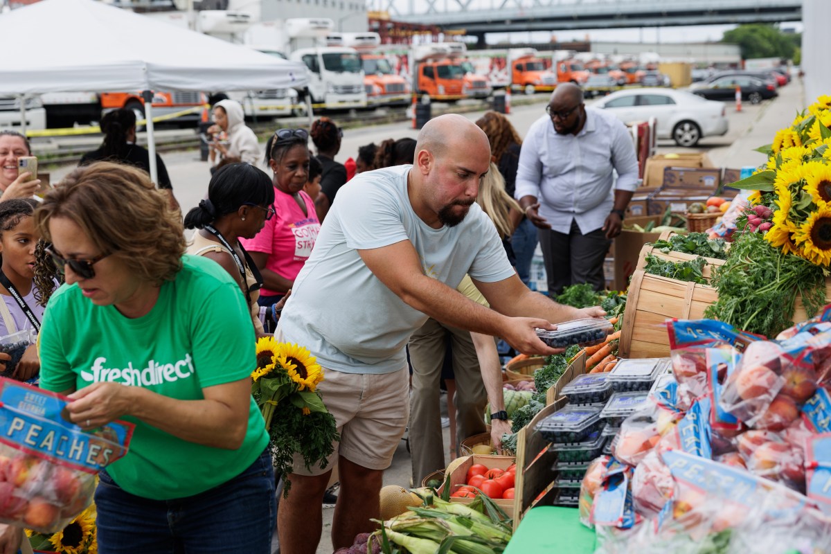 Fresh Direct hosts a free market for residents outside their Mott Haven headquarters on Monday, July 22, 2024. Celebrating 22 years, Fresh Direct kicked off Fresh Week with the event.