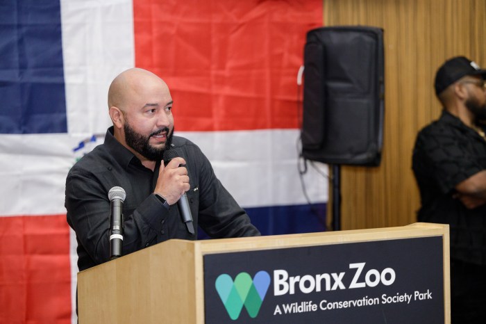 City Councilmember Rafael Salamanca speaks during Noche Quisqueyana, an event to honor local Dominican residents and Dominican culture, at The Bronx Zoo on Friday, July 26, 2024.