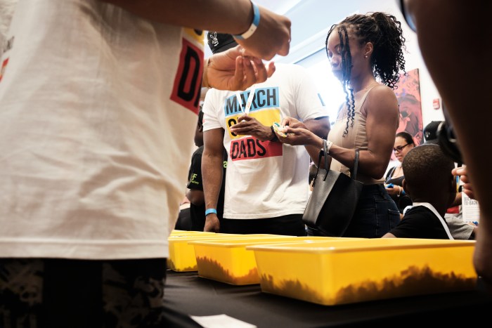 The March of Dads ends in Bronx Children Museum where kids can play with Lego provided by the Lego Group on June 29, 2024.