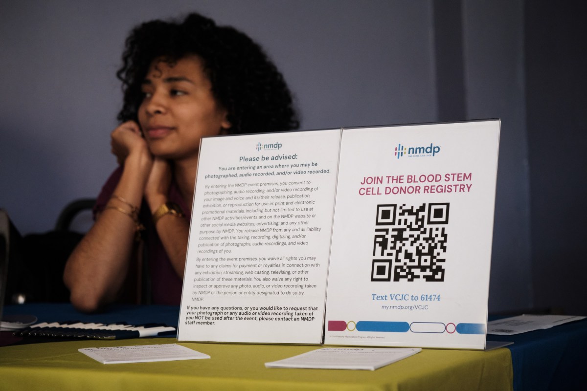 This QR code can be scanned from this page to find more info about NMDP, an organization that provides testing and donations of blood stem cells. Van Cortlandt Jewish Center hosts a blood drive with New York Blood Center in the Bronx, N.y. on Sunday, July 28, 2024