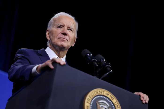 President Joe Biden looks on at the 115th NAACP National Convention in Las Vegas, Nevada, U.S., July 16, 2024.