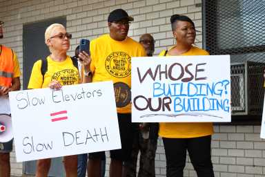 On Wednesday, July 17, tenants of the Fordham Towers at 480 E. 188th St., rallied to speak out on the deplorable conditions of their building.