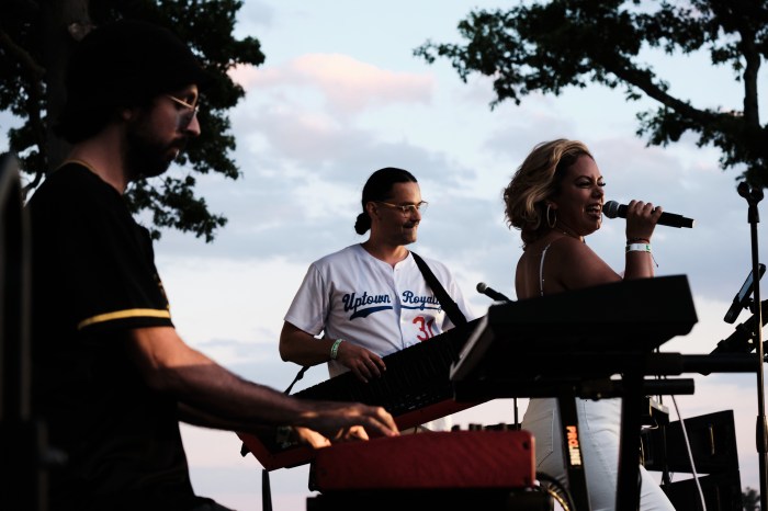 Uptown Royalty plays during the Fireworks Extravaganza hosted by Bronx President Vanessa Gibson on Orchard Beach on June 27, 2024.