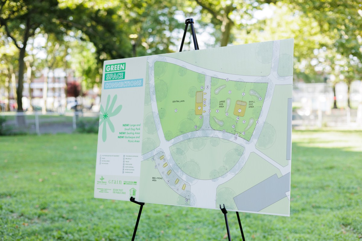 The Castle Hill Houses host a groundbreaking ceremony for an improved green space project, which includes NYCHA’s first community dog park, on Monday, Aug. 5, 2024. The project uses NYCHA’s Connected Communities participatory design process.