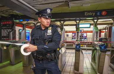 crime tape subway