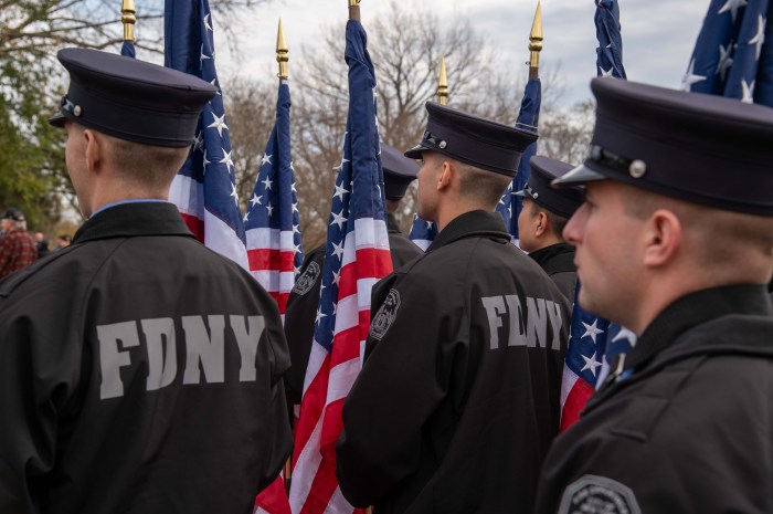Members of FDNY attended the Bronx Veterans Day Parade and ceremony, carrying 47 flags to honor the 47 firefighters that have been killed in action in the military.