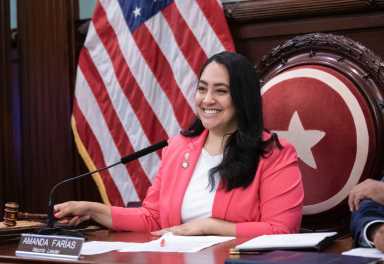 Majority Leader Amanda Farias celebrated passing the 'City of Yes for Housing Opportunity' zoning amendment.