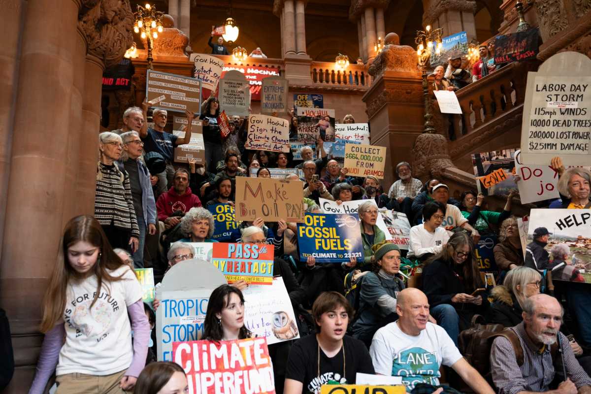 Activists staged a three day sit-in at the capitol in Albany, to pressure Governor Kathy Hochul to sign the Climate Change Superfund Act into law.