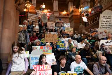Activists staged a three day sit-in at the capitol in Albany, to pressure Governor Kathy Hochul to sign the Climate Change Superfund Act into law.