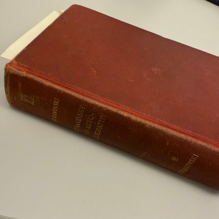 A woman living in Harlem and the Bronx while getting a degree in music education at Hunter College, checked out a copy of composer Igor Stravinsky's autobiography for 72 years.