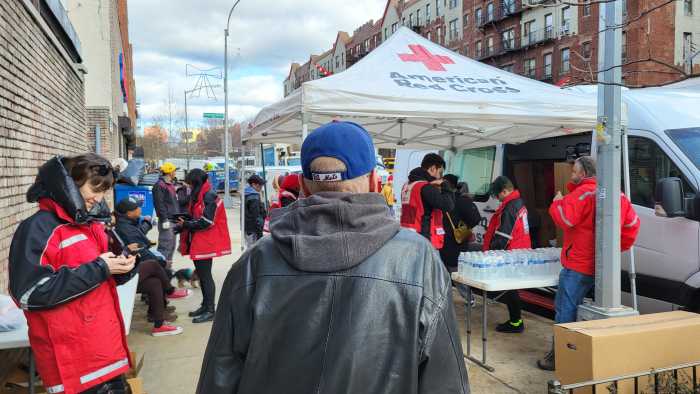 The American Red Cross sent dozens of responders to serve meals, provide blankets and other essentials to Bronx residents of Webster Avenue following a water main break that caused massive flooding in December.
