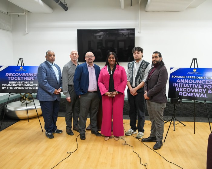Bronx Borough President Vanessa Gibson met with business and community leaders of The HUB in Melrose to announce the new "Recovering Together" initiative.