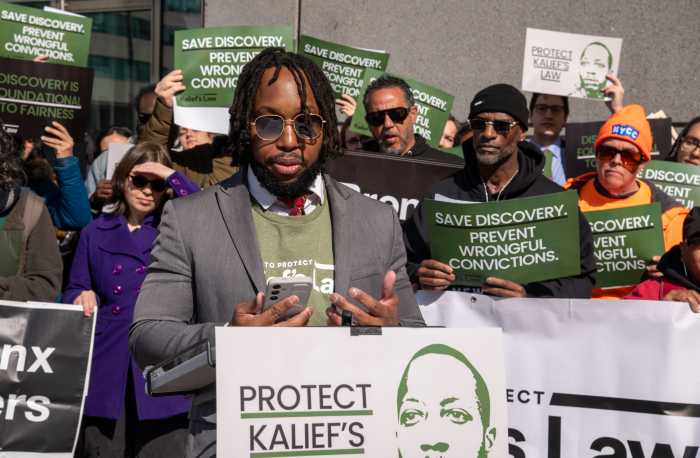 Policy Council and Staff Attorney for the Bronx Public Defenders, Conrad Blackburn spoke in front of protestors Friday, demanding that the state leave discovery reform laws passed in 2019 untouched, amid calls for a roll back from district attorneys and victims.