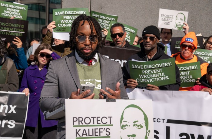 Policy Council and Staff Attorney for the Bronx Public Defenders, Conrad Blackburn spoke in front of protestors Friday, demanding that the state leave discovery reform laws passed in 2019 untouched, amid calls for a roll back from district attorneys and victims. 