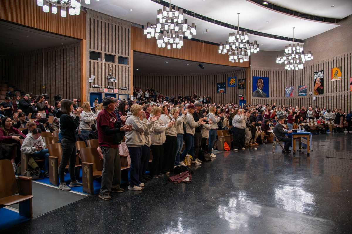 Hundreds of students, teachers, parents and alumni cheered each other on as State Attorney General Letitia James listened to them talk about how closing Preston High School would irreparably harm the community and the future of its current students.