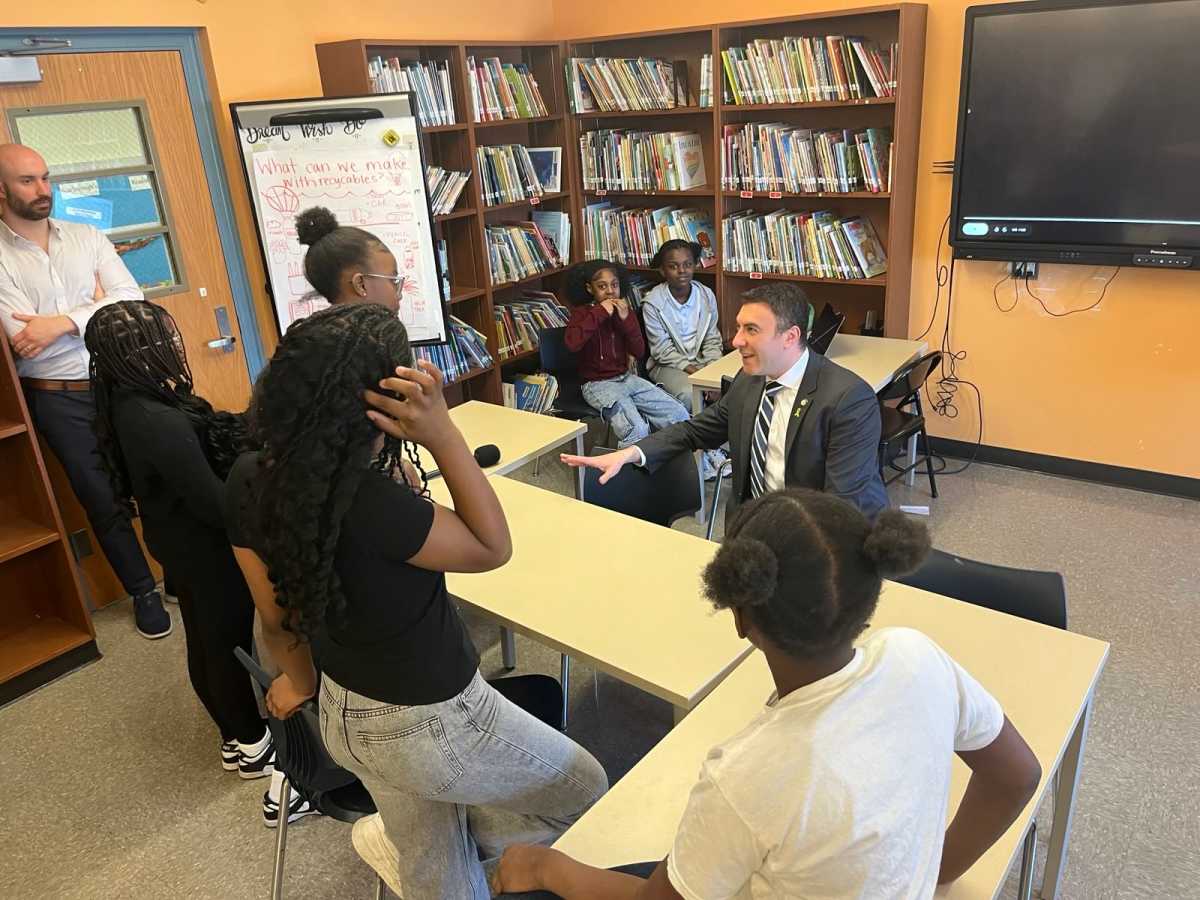 Students from a Wakefield school presented their idea to install new water fountains at their school on Matilda Avenue Wednesday and after he presented them with a check to fund technology upgrades.