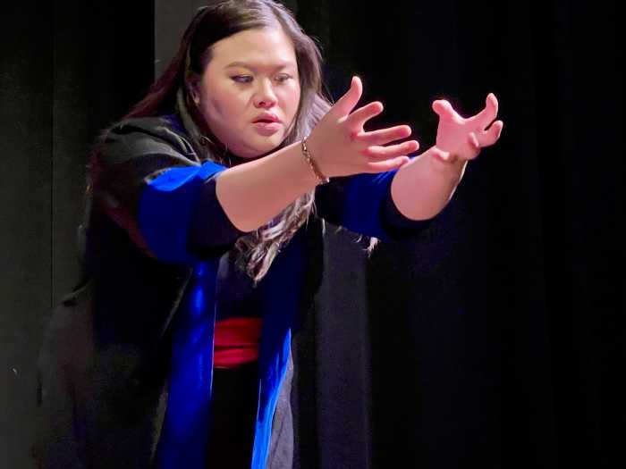Actor Gaosong Heu portrayed 10 to 12 different characters Wednesday during her one-person performance of the award winning memoir “The Latehomecomer” by Hmong author, Kao Kalia Yang at the Bronx Library Center for the World Literature and Arts Festival.