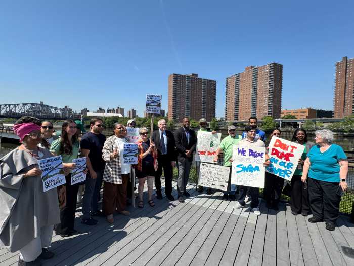 Bronx based advocates for cleaning up the Harlem River rallied at Mill Pond Park Tuesday morning to raise awareness about the state's attempt to exempt the waterway from certain water quality standards.