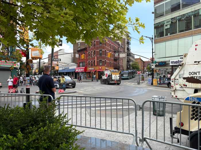 The barriers around Roberto Clemente Plaza are still up, and crews clean trash frequently, but those who used to sit in the plaza say they have no where to go and now linger on streets and corners nearby.