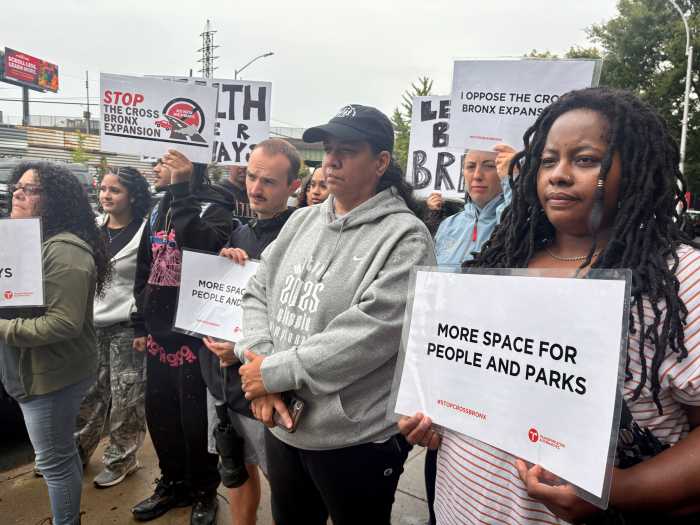 Environmental advocates, Bronx residents, and tenants from the Bronx River Houses NYCHA development called on state officials to stop the Cross Bronx Expansion. The New York State Department of Transportation designed projects to repair five bridges along the expressway that involve constructing additional "traffic diversion structures," which Bronx residents oppose as a highway expansion.